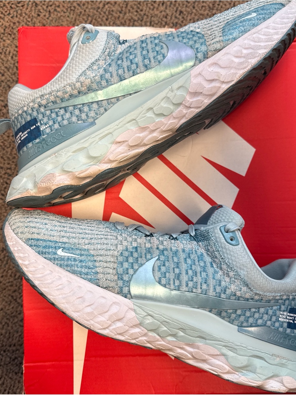 Nike React Infinity Run Flyknit 3 Men’s Light Blue Mesh Running Shoes
